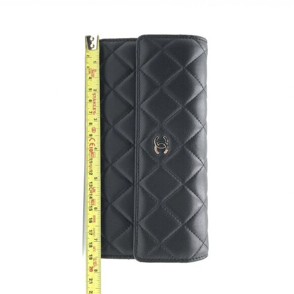 Chanel Lambskin Quilted Long Flap Wallet Black with Silver Hardware - Picture 12 of 12
